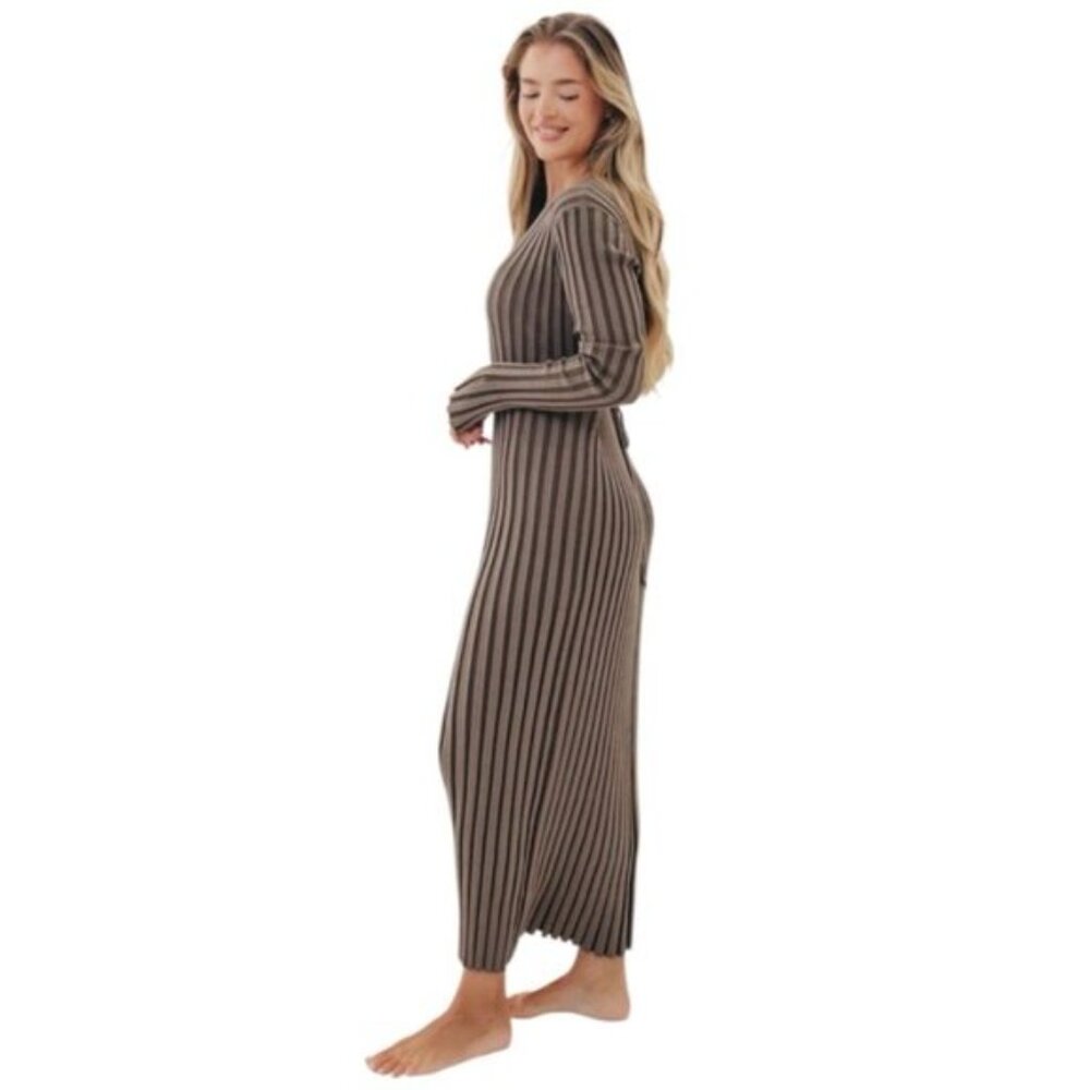 NWT Worth Collective Colette Premium Long Sleeved Ribbed Knit Maxi Dress - Picture 2 of 13